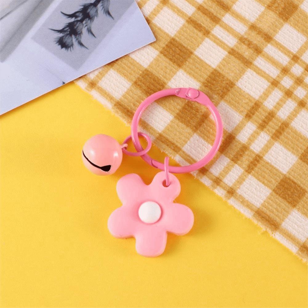 Cute Wild Korean Candy Color Bell Fashion Jewelry Key Ring Flower Keychain Bag Pendant