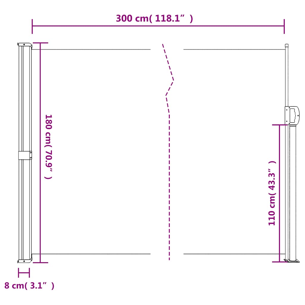 Retractable Side Awning Beige 180 x 300 cm
