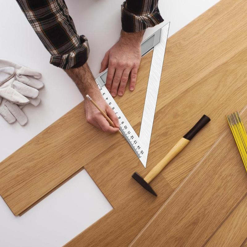 Stainless Steel Triangles Ruler 150mm/200mm/300mm Measuring Tool Protractors for Engineers Architects Students Enthusiasts