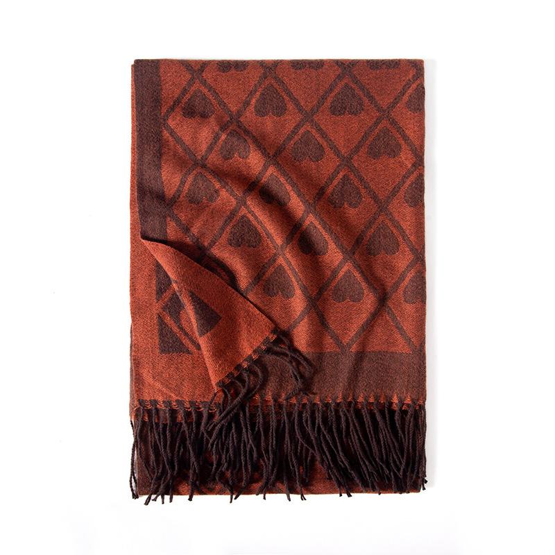 Love Printed Autumn and Winter Scarf 2025 New Plaid Scarf Fashion Temperament Fringed Warm Scarf Shawl