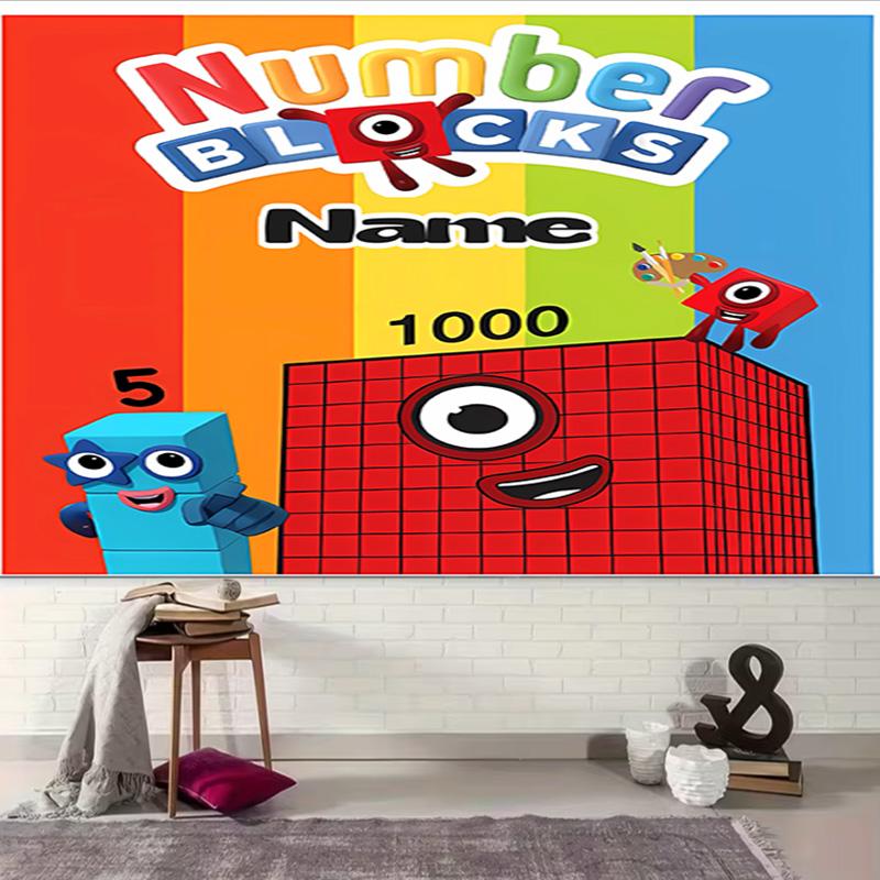 Personalized Numberblocks Background Tapestry,Custom Name Birthday Party,Multifunctional Wall Decoration for Home Decor,Various Occasions