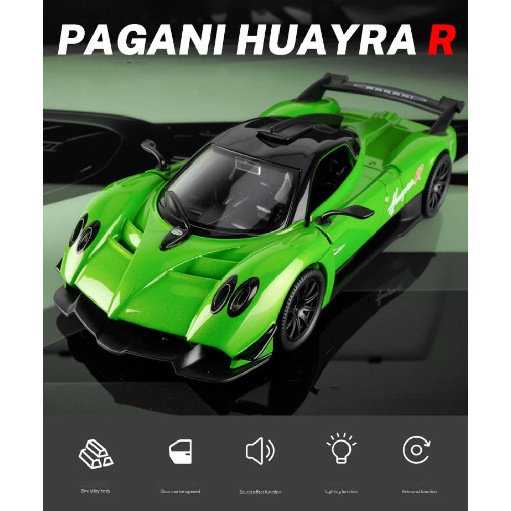 1/32 Pagani Huayra R Суперкар Металлическая модель автомобиля Звук и свет Оттянуть Назад Детская игрушка Коллекционные предметы Подарок на день рождения