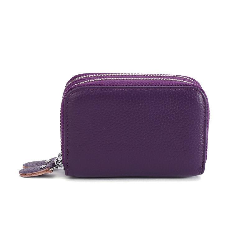 Держатель для карт из цельной воловьей кожи с несколькими отделениями для карт, защитой от сканирования, двойной молнией, унисекс-кошелек для монет и органайзер для карт