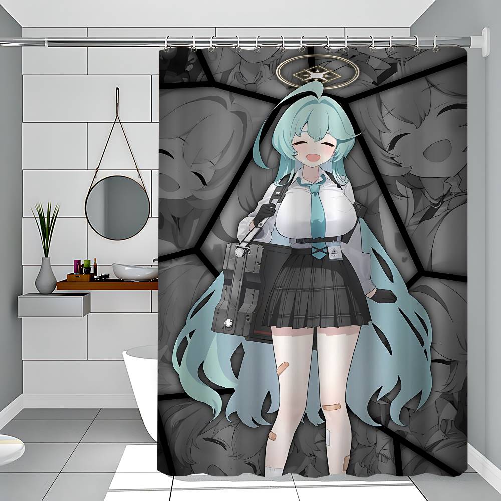 Game N-Nikke Waterproof Polyester Shower Curtain Waterproof Bathroom Curtain Liners 90X180Cm With 12 Hooks