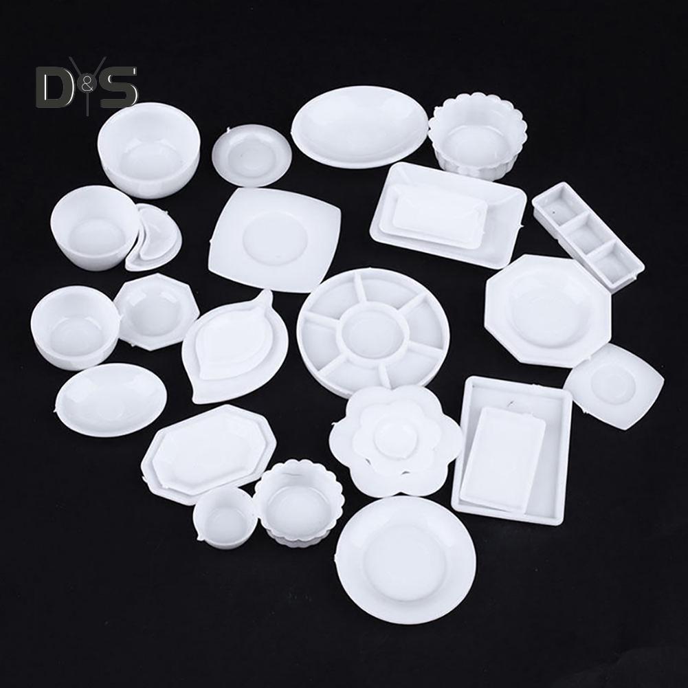 Миниатюрная кухонная посуда для кукольного домика, набор пластиковых мини-тарелок