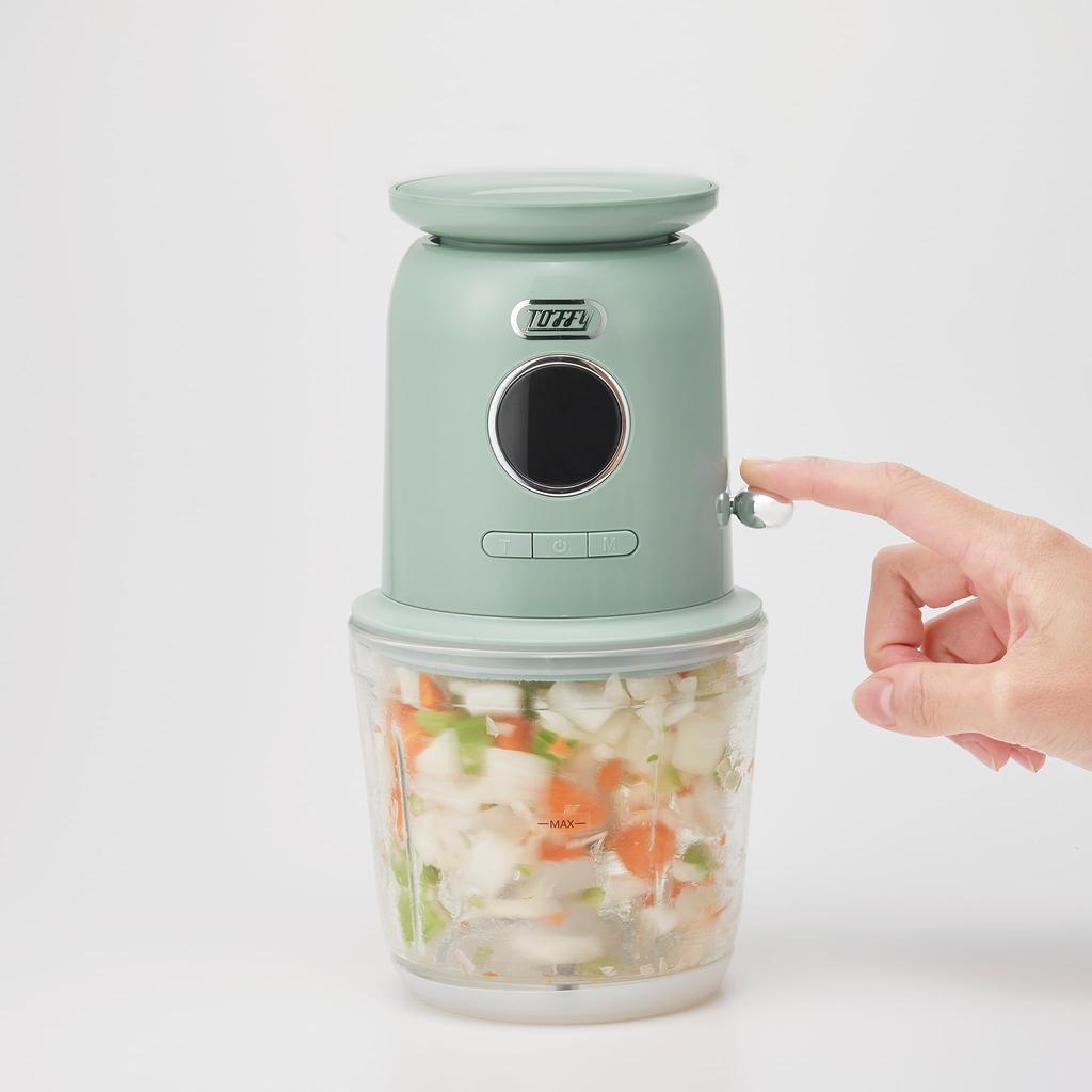 Toffy K-CH2 Rechargeable Multi-Food Processor with Scale (Ash White)