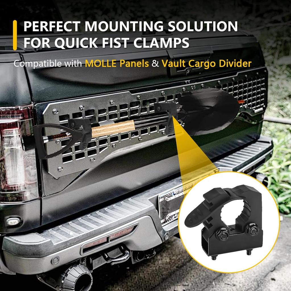 Universal Quick Release Clamp Heavy Duty Rubber Clamps Fit for Shovels, Axes, and Other Tools Shovel Holder Mini Mount Compatible with Truck Off Road