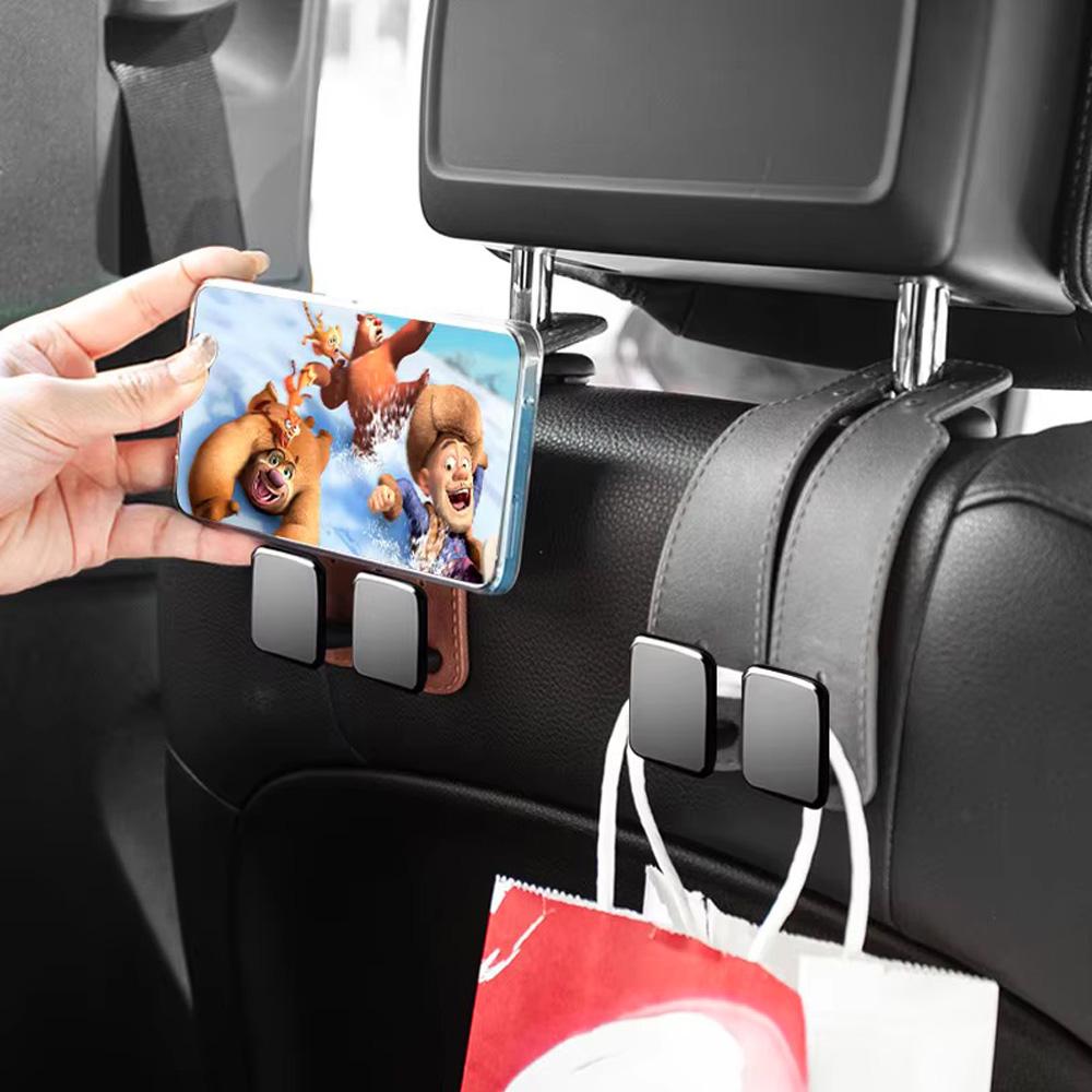 Car Headrest Bag Hook Hanger Auto Backseat Bracket Mobile Phone Holder Leather Rear Seat Hanging Dual Handbag Hooks Accessories