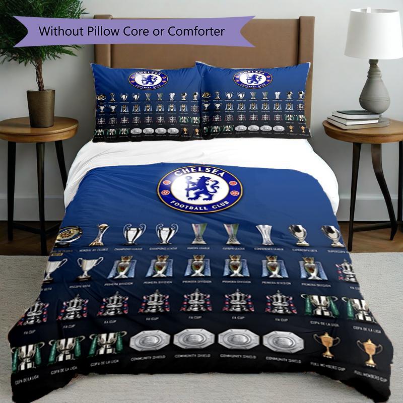 3pcs Duvet Cover Set (1*Duvet Cover + 2*Pillowcase, Without Core),football club.C Print Bedding Set, Bedroom Decor, All‑Season, Birthday Gift