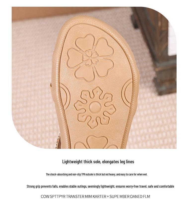 2025 Богемные женские летние сандалии со стразами - Плоские, с круглым носком и открытым носком