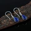 Solid 925 Sterling Silver Earring, Lapis Lazuli Gemstone Earring, Dangle Earring, Gift For Her, Bezel Earring, Silver Jewelry