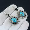 Blue Copper Turquoise Natural Gemstone Earring, Oval Earring 925 Sterling Silver Earring, Turquoise Birthstone Earring, Women's Earring