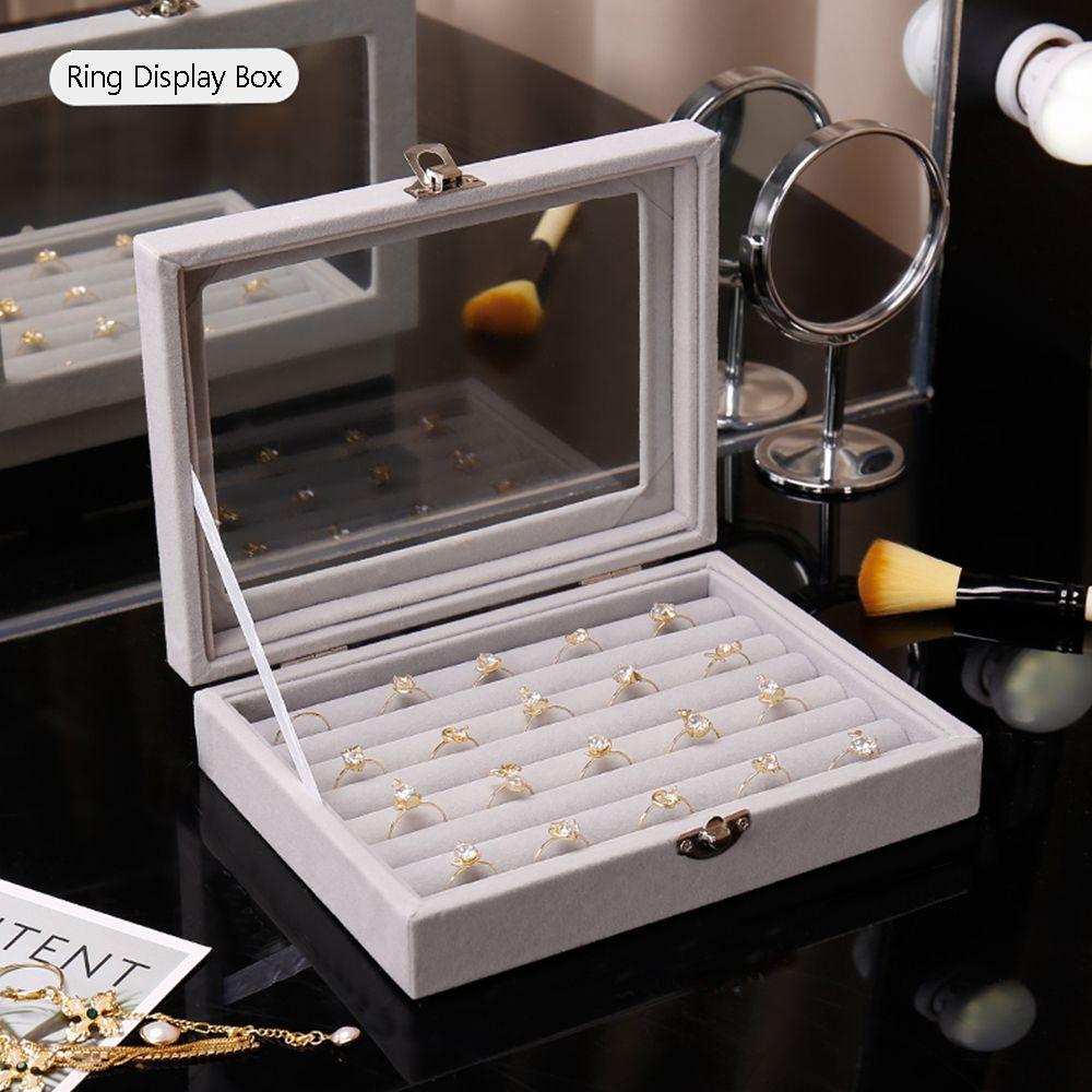 Прочный держатель для сережек, подставка для колец, коробка для хранения, бархатная шкатулка для колец, органайзер для ювелирных изделий