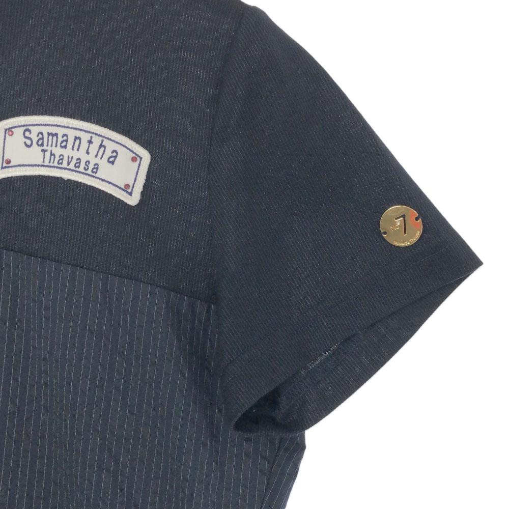 Samantha Thavasa Полосатое мини-платье с коротким рукавом 36 Темно-синий Женское Б/у