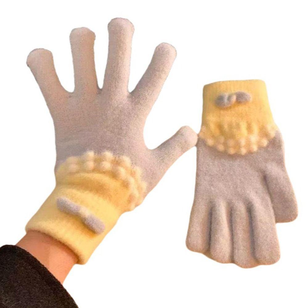 Korean Style Warm Knitted Gloves Touch-screen Riding Protective Mittens Daily Use