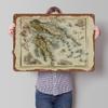 3D Рельефная карта Греции 1851 года Печатный плакат Индивидуальное настенное искусство Ретро Винтажные Металлические жестяные таблички для дома Декор дома Кофейни