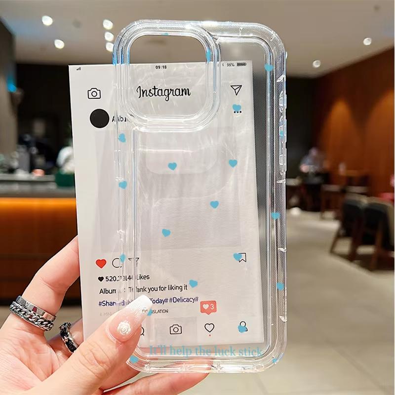 Vintage Love Heart Pattern Phone Case For iPhone 17 Pro Max 16 15 Pro 14 13 12 11 XR XS 17Air 16 Plus 416E Clear Bumper Cover