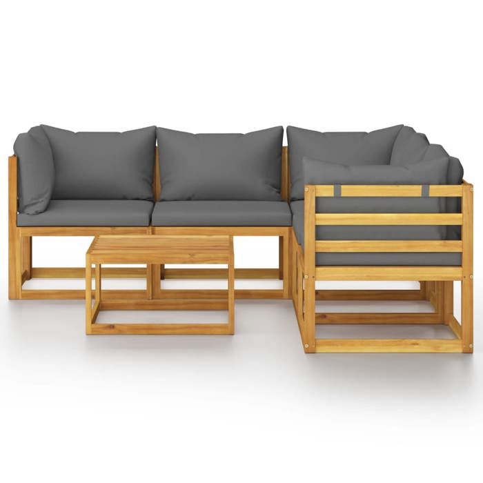 Salon de jardin - MAISON EXCLUSIVE - 6 pcs - Bois d'acacia massif - Coussins rembourrés amovibles - Table basse incluse