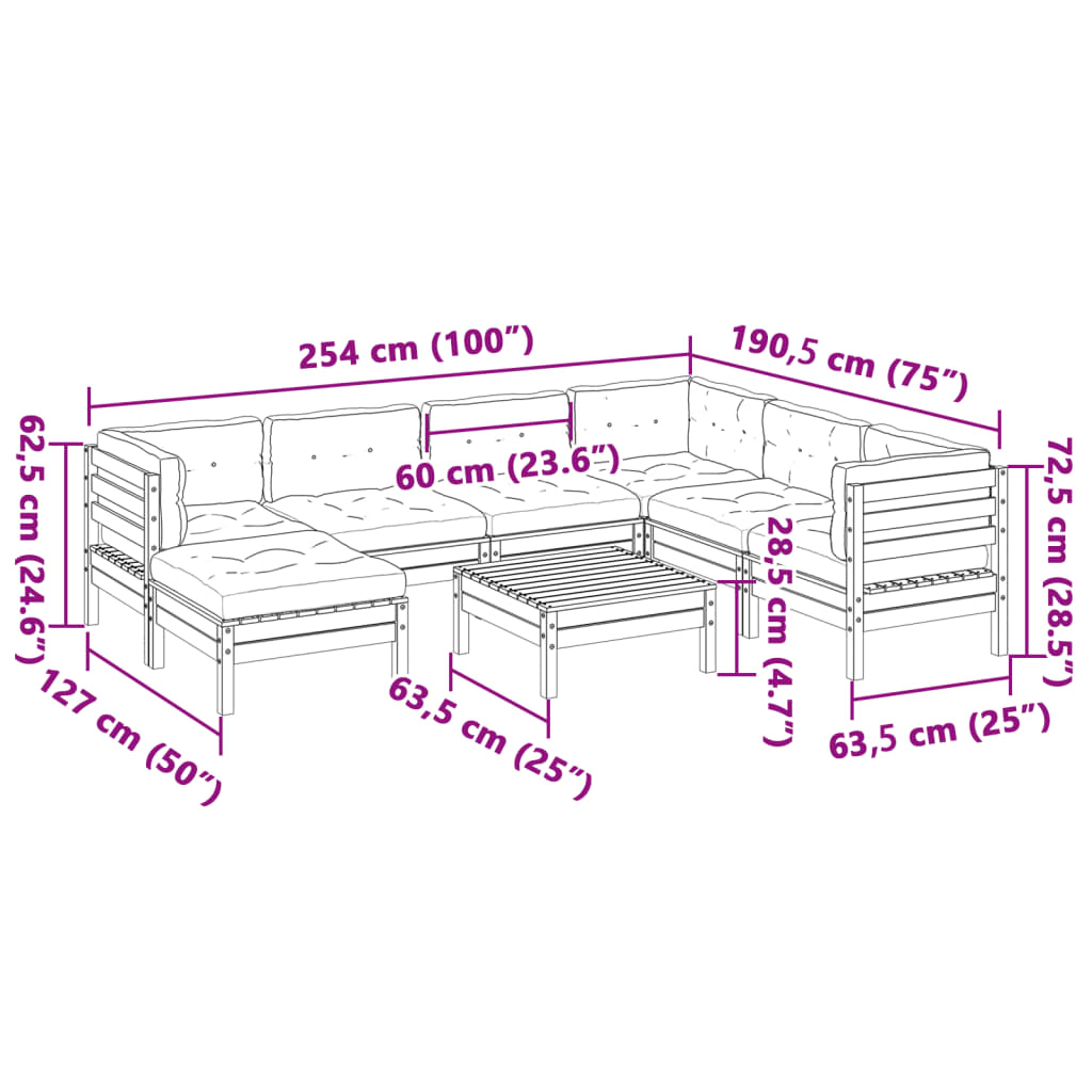 8 piece garden sofa set with cushions solid Douglas fir wood