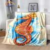 Marine Animal Sea Horse Blankets Super Soft Hippocampus Flannel Blanket Warm Lightweight Kids Bedding Sofa Chairs All Seasons