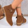Fashion Fashion Winter Women's Ankle Boots Round Toe Low Heel Short Solid Color Casual Simple Round Womens Boots with Heel and Buckles