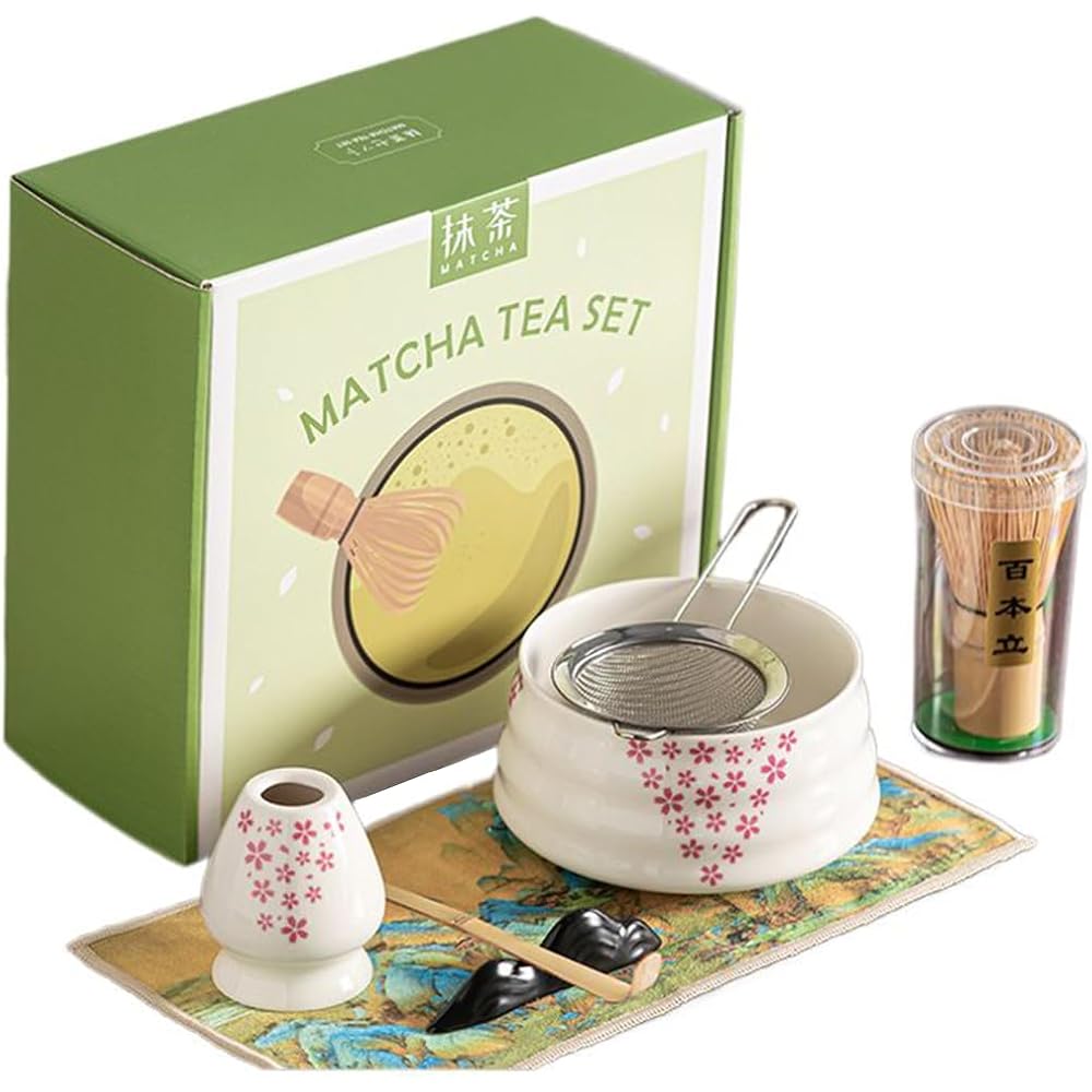 Набор для матча Matcha House из 7 предметов с чашей, венчиком, ложкой и вспенивателем для традиционной японской чайной церемонии