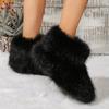 Зимние женские ботинки на пушистом искусственном лисьем меху, женские плюшевые теплые зимние ботинки, роскошная обувь для девочек, ботинки на меховом меху, модная зимняя обувь