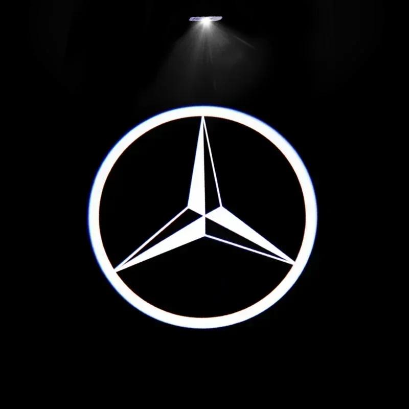 C200 E200 Для Mercedes Benz 2025 Для Benz AMG 2 шт. Светодиодная лампа-проектор HD для приветствия на двери автомобиля, габаритные огни для Mercedes Be