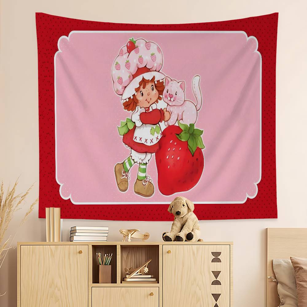 SStrawberryshortcake Girl Tapestry Art Printing Art Science Fiction Room Home Decor Wall Art Decor