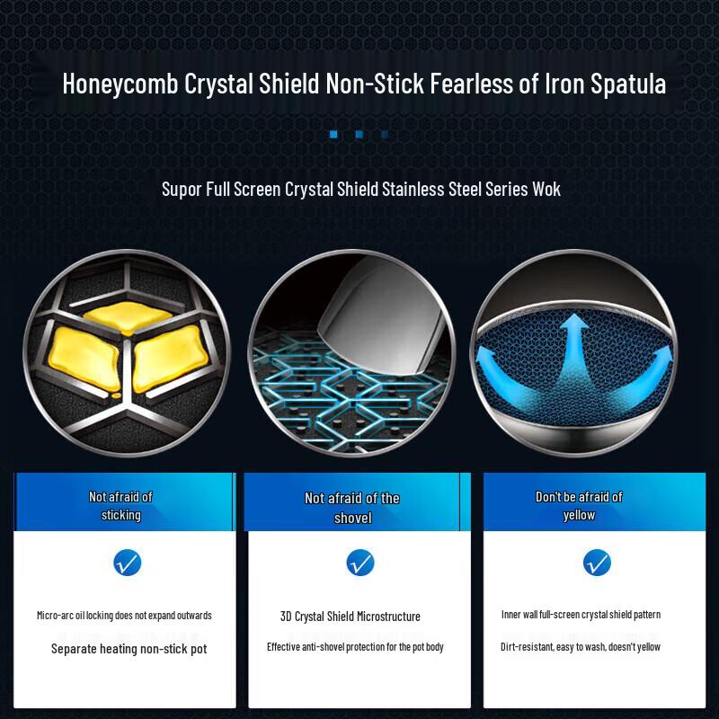 SUPOR X-Crystal Shield Stainless Steel Wok