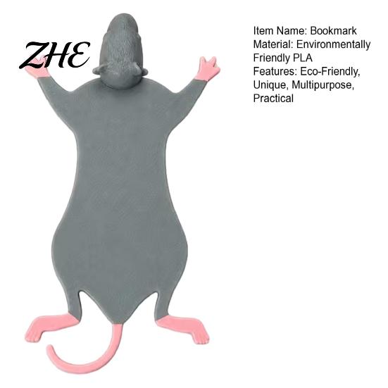 Cute Stationery for Readers 3D Printed Funny Squished Mouse Bookmark, Page Holder Bookmark Book Lovers, Novelty Reading Accessory, Unique Desk