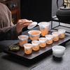 High-end tea set Dehua ice suet jade porcelain 11 heads bright ice and snow white tea landscape home business souvenir