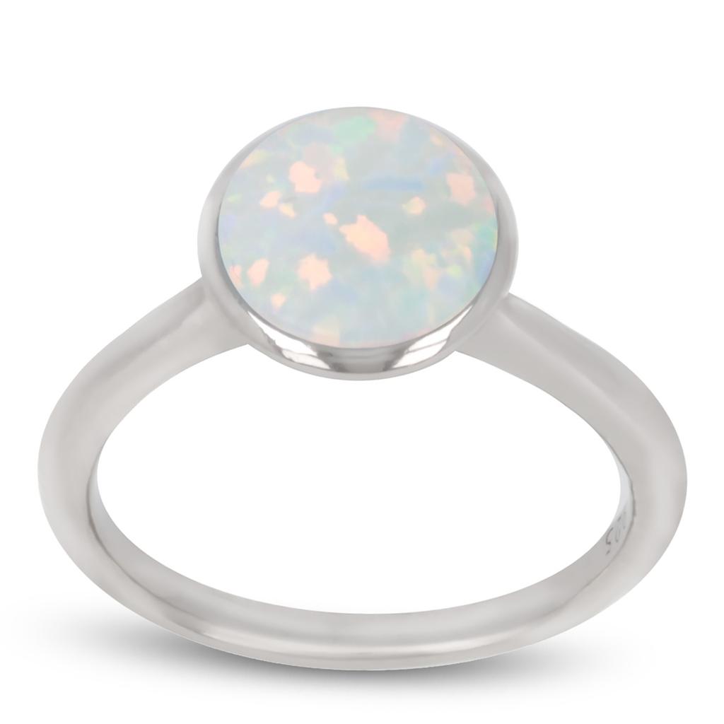 Silver Ring 'Goddess Opal' White Silver (rhodium) - 9 Mm
