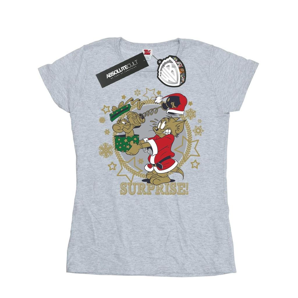 Tom And Jerry Womens/Ladies Christmas Surprise Cotton T-Shirt
