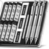 Four Candies 0.5mm Mechanical Pencil Set with Case, 3 Metal Artist Pencils, 480 HB Leads, Eraser, for Engineering, Art, Writing, and Drafting - Silver