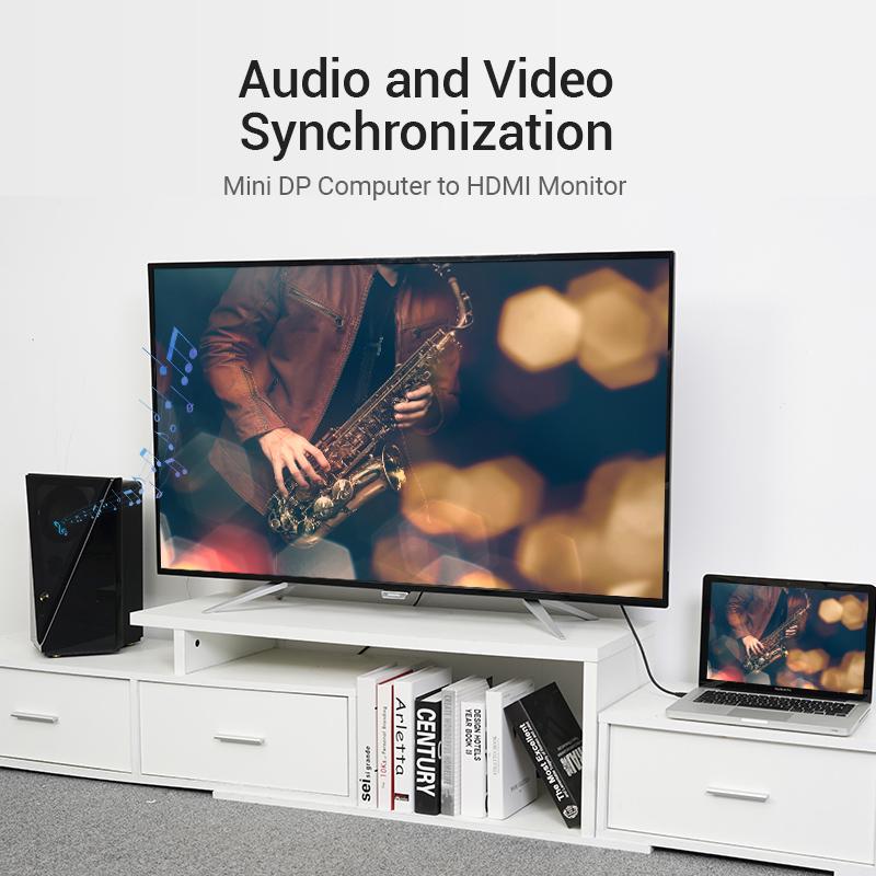 Vention Mini DisplayPort To HDMI Cable 4K HD Thunderbolt 2 HDMI Cable Converter for TV MacBook Air 13 iMac Mini DP To HDMI Cable