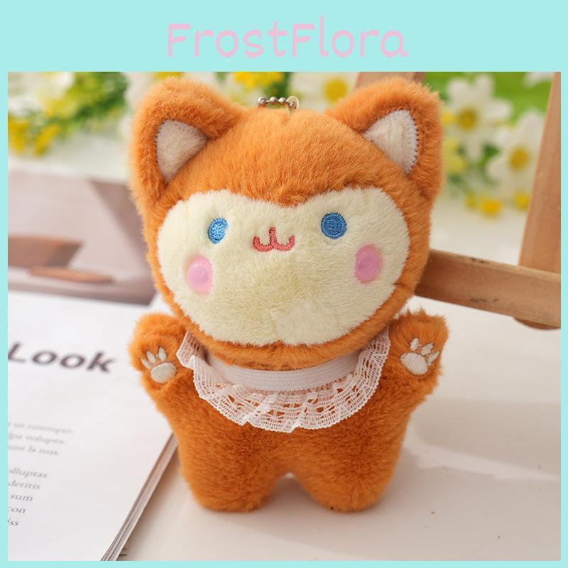 Adorable Fluffy Lace Fox Keychain Plush Toy Soft And Cute Animal Stuffed Doll