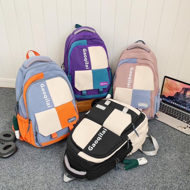 Студенческий цветной контрастный школьный рюкзак большой емкости, студенческий рюкзак средней школы, дорожный рюкзак для мужчин и женщин