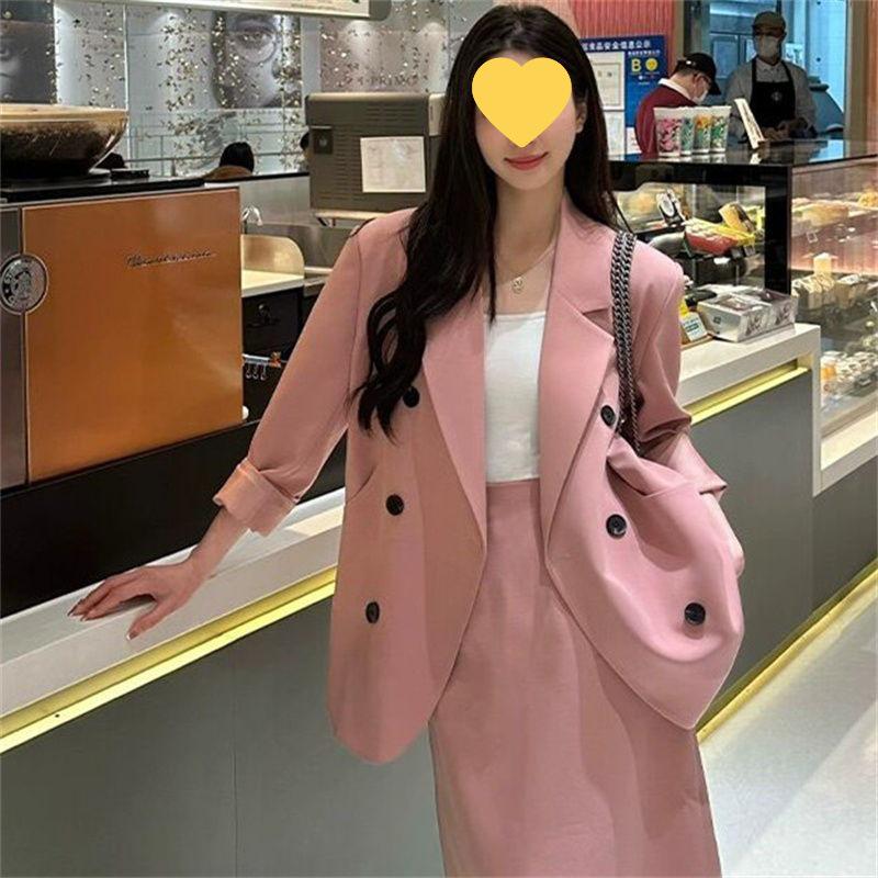 Осень 2025 Свежий Элегантный Костюм-двойка: Костюм: приталенный жакет и юбка миди