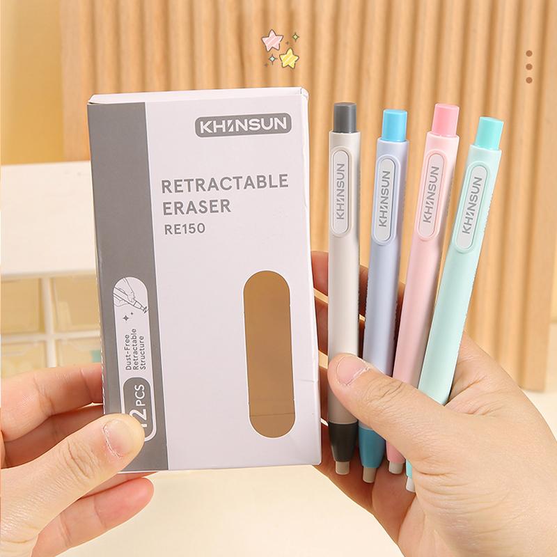 Press Retractable Pencil Eraser Correction Supplies Pen Style Pencil Rubber