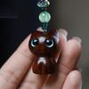Chinese Style Mobile Phone Ring Pendant Lucky Cat Pendant Unique Sandalwood Key Chain  Women
