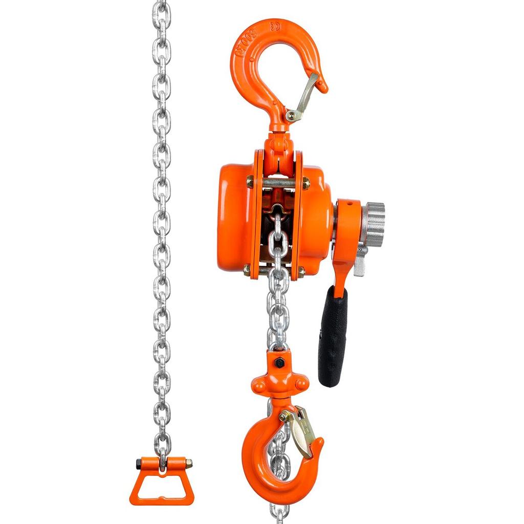 Manual Lever Chain Hoist, 1/2 Ton 1100 lbs Capacity 5 FT Come Along, G80 Galvanized Carbon Steel with Weston Double-Pawl Brake, Auto Chain Leading &