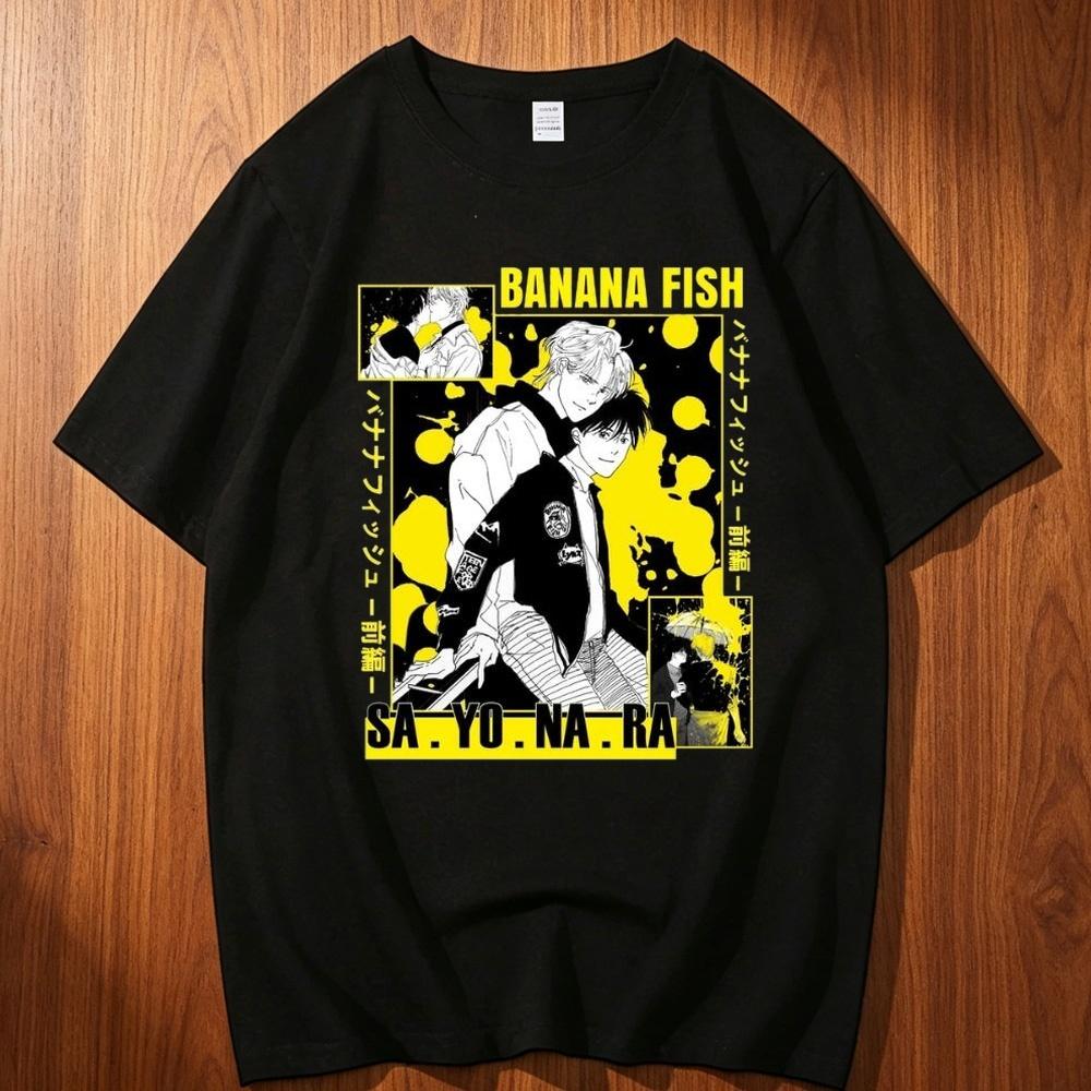 Banana Fish Cotton Tshirt Unisex Comfortable Trendy Streetwear Anime Pop Culture Shirt Comfortable Digital Pastel Classic Harajuku