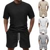 Men's Plus-size Loose Short-sleeved Shirt And Short Pants Set, Solid Color Casual Short-sleeved Shirt And Short PPants Set