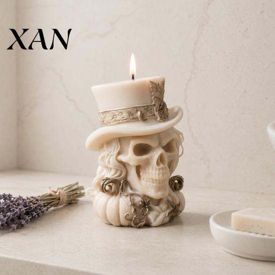 Aromatherapy Candle Mold 3D Cowboy Skull Silicone Mold, Halloween Skeleton for Epoxy Shaped Resin, Making, Soap, Clay, Wax Casting, Home Decor