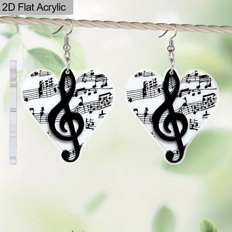 2D Плоский узор из музыкальных нот Акриловый материал Серьги-подвески Рождественский подарок на День благодарения
