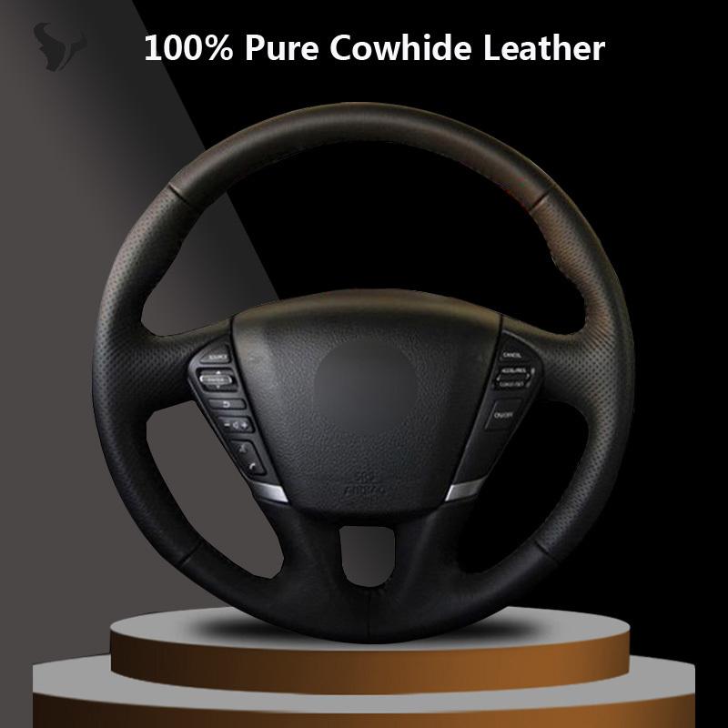 Ручная строчка Черная Натуральная Кожа Оплетка на Руль для Nissan ElGrand E52 Teana 2008-2012 Murano 2009-2014 13 11 10
