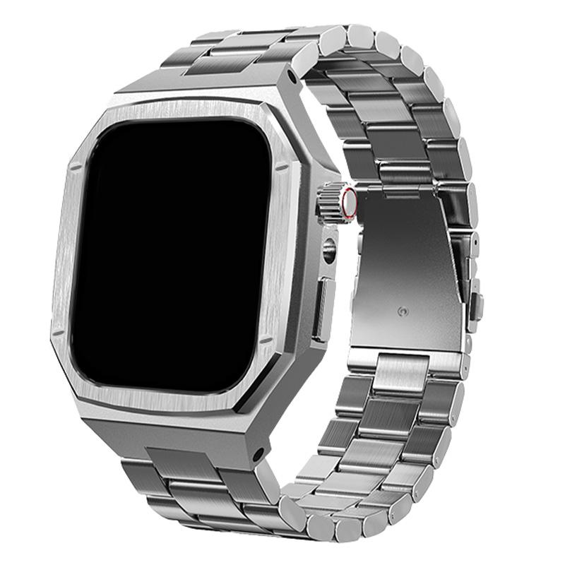 Роскошный металлический набор для модификации для Apple Watch 11 46мм 42мм Ремешок из нержавеющей стали + Металлический корпус для Iwatch Series10 42 46мм Браслет