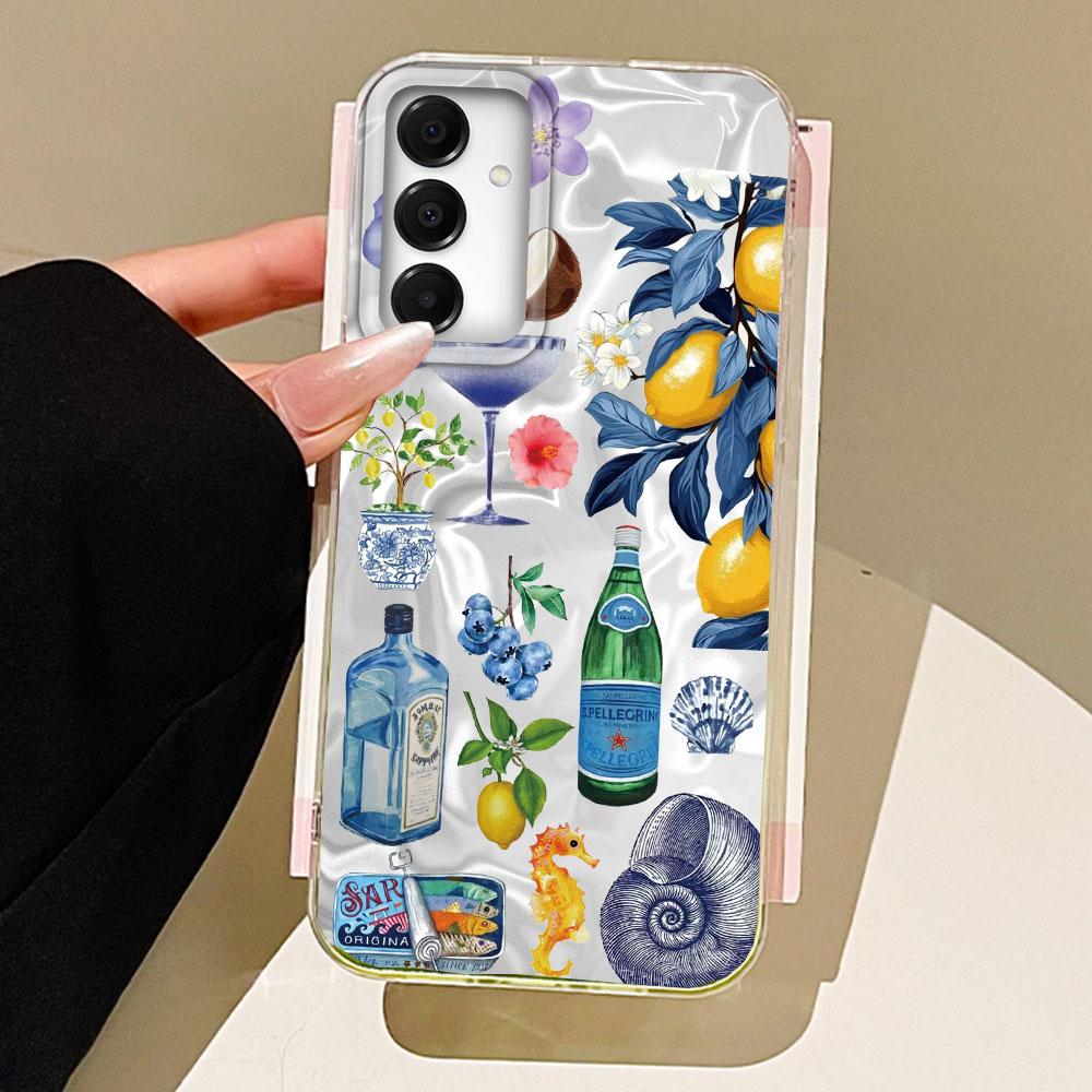 Винный лимонный чехол для телефона с морским пейзажем для Samsung Galaxy A55 A07 A17 A56 A36 A26 A16 A53 A06 A14 A24 A34 A54 A15 A25 A35