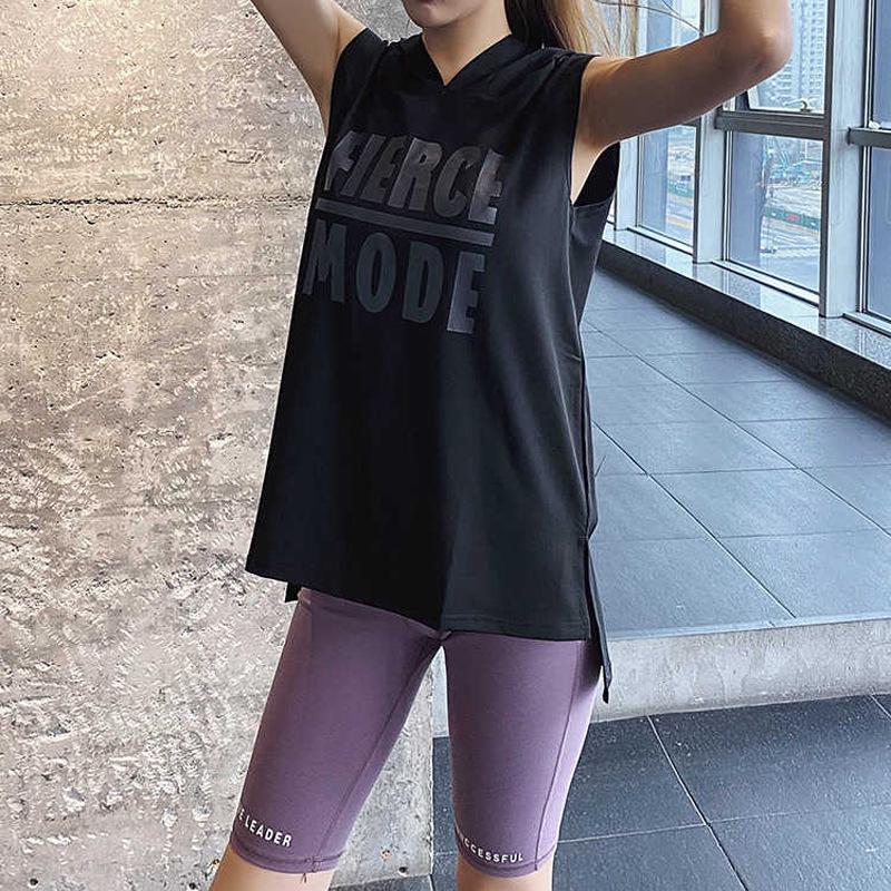 Женский быстросохнущий спортивный жилет без рукавов с капюшоном для бега и йоги